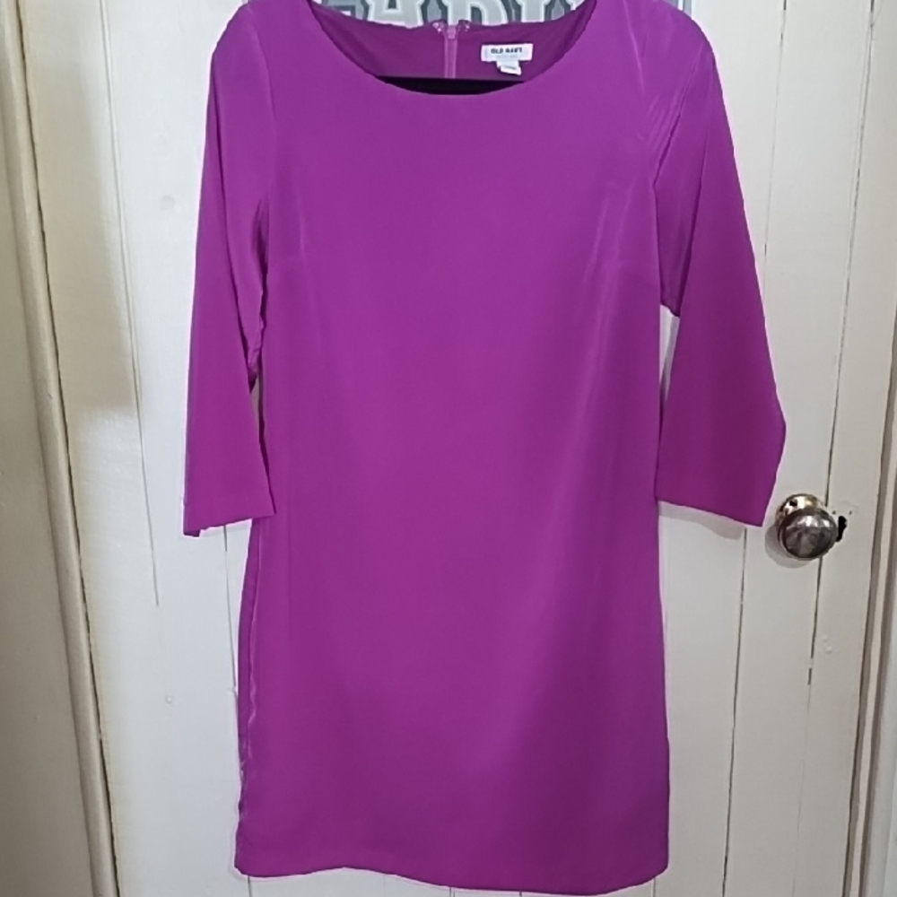 Old Navy EUC Vibrant Magenta Long Sleeve Dress Size Small Lined.